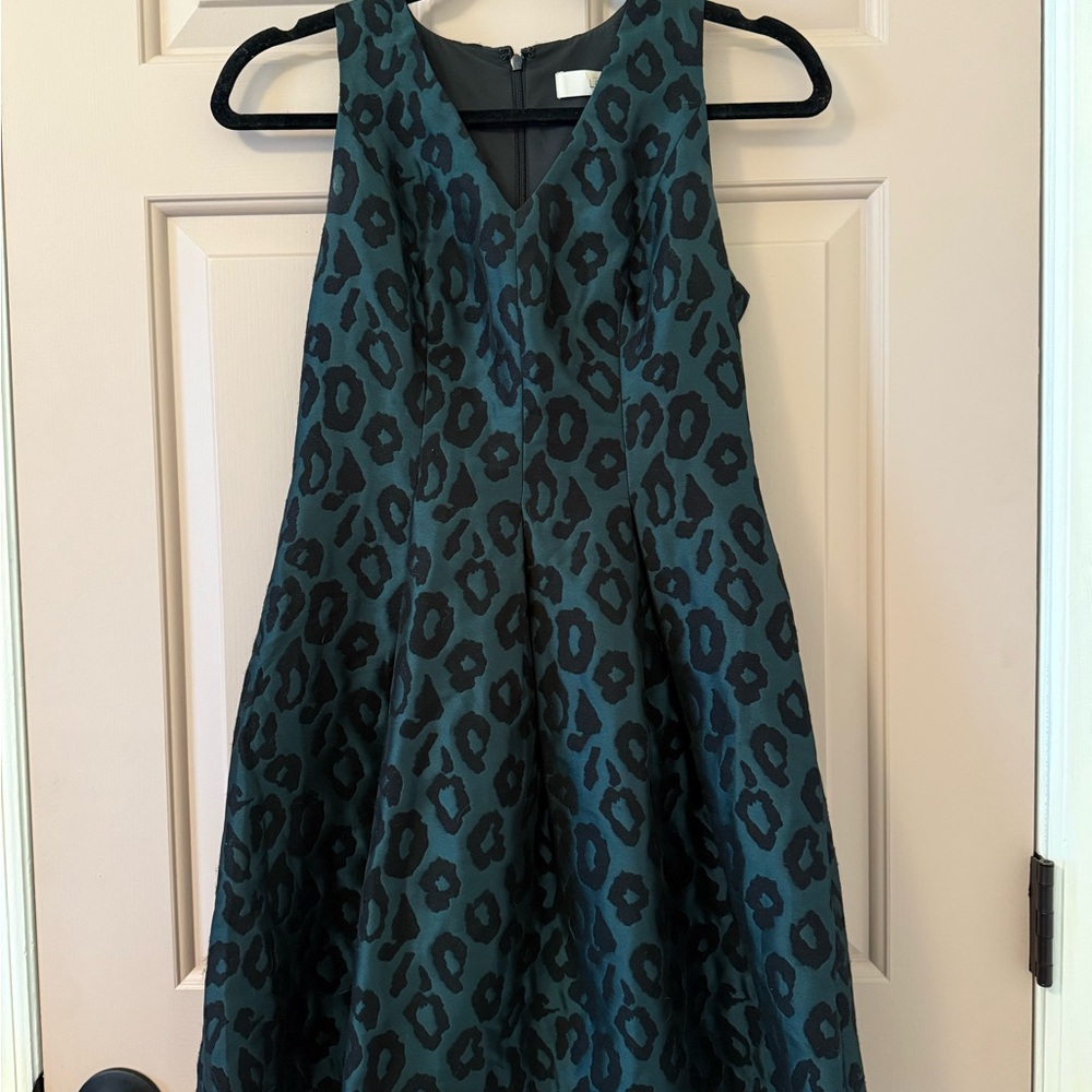 Teal and Black Leopard Print Dress